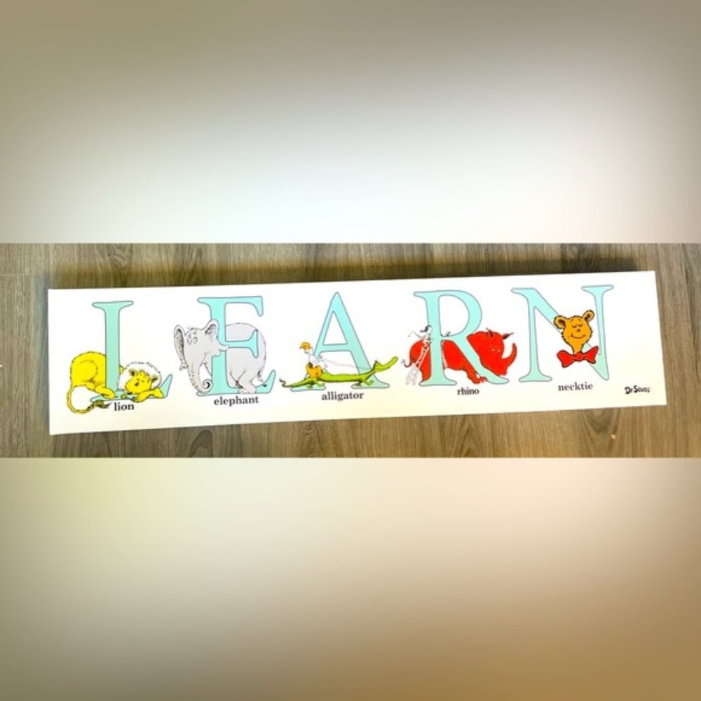 “LEARN” New! Dr Seuss Canvas Hanging Wall Decor NWT